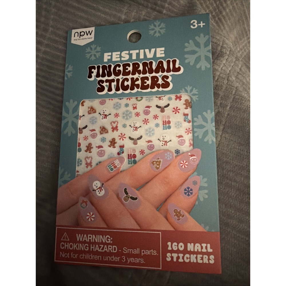 NPW Festive Fingernail Stickers Winter Holiday Gingerbread Snowman NPW78841 NEW